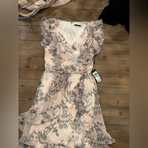 Tommy Hilfiger Pink and Gray Floral Midi Dress